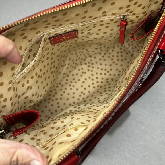 Kate Spade Wellesley Maeda Satchel Handbag In Red Leather Classic Shoulder Bag - Picture 4 of 6